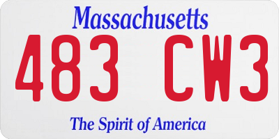 MA license plate 483CW3