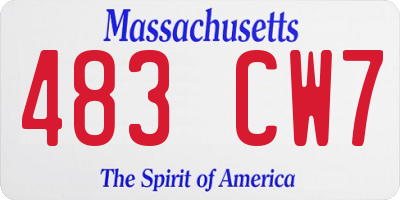 MA license plate 483CW7