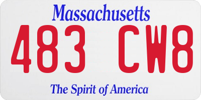 MA license plate 483CW8