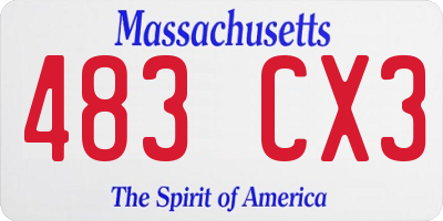 MA license plate 483CX3