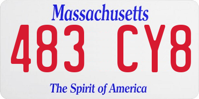 MA license plate 483CY8