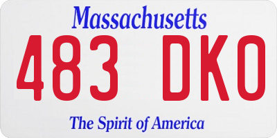 MA license plate 483DK0
