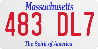 MA license plate 483DL7