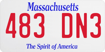 MA license plate 483DN3