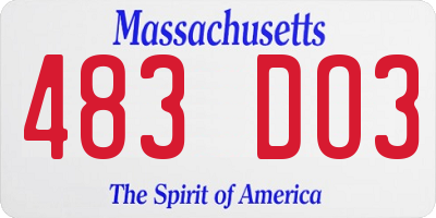 MA license plate 483DO3