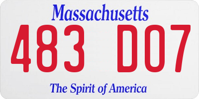 MA license plate 483DO7