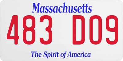 MA license plate 483DO9