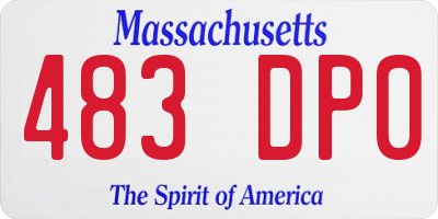 MA license plate 483DP0