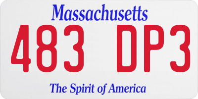 MA license plate 483DP3