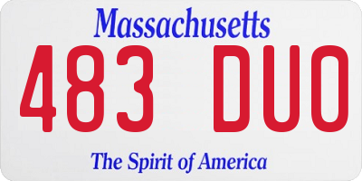 MA license plate 483DU0