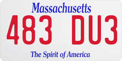 MA license plate 483DU3