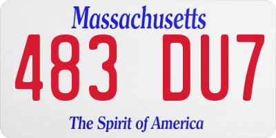 MA license plate 483DU7