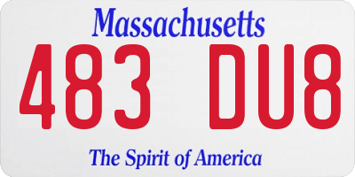 MA license plate 483DU8