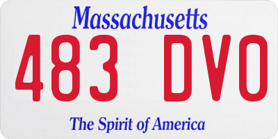 MA license plate 483DV0