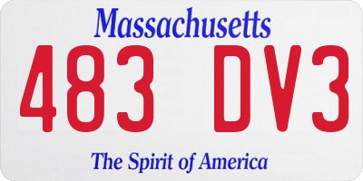 MA license plate 483DV3