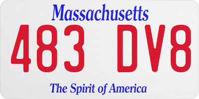MA license plate 483DV8