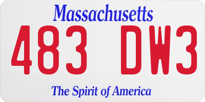 MA license plate 483DW3