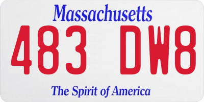 MA license plate 483DW8