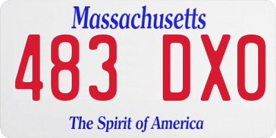MA license plate 483DX0
