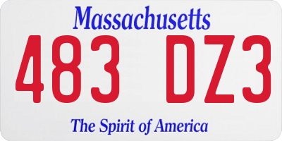 MA license plate 483DZ3