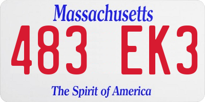 MA license plate 483EK3