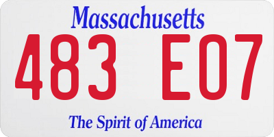 MA license plate 483EO7