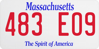 MA license plate 483EO9