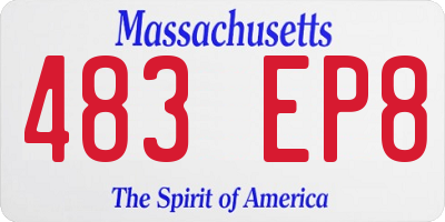 MA license plate 483EP8