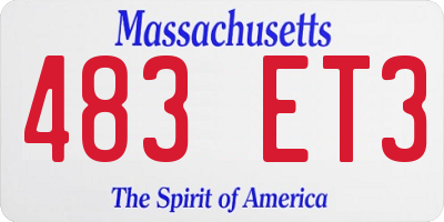 MA license plate 483ET3