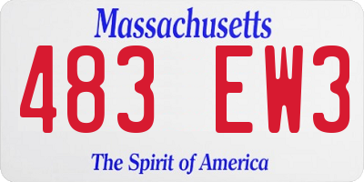 MA license plate 483EW3