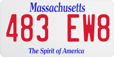 MA license plate 483EW8