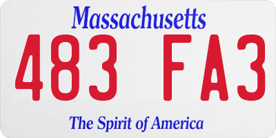 MA license plate 483FA3