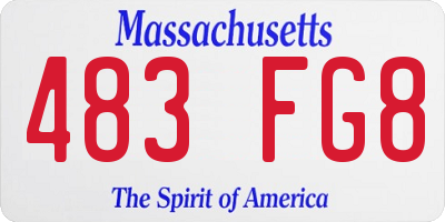 MA license plate 483FG8