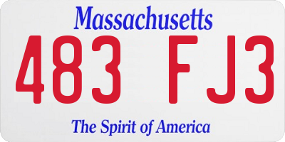 MA license plate 483FJ3
