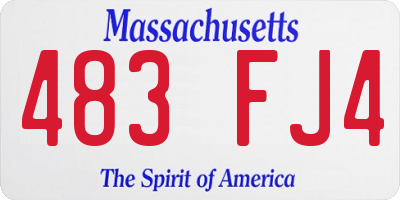 MA license plate 483FJ4