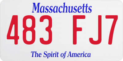 MA license plate 483FJ7