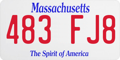 MA license plate 483FJ8