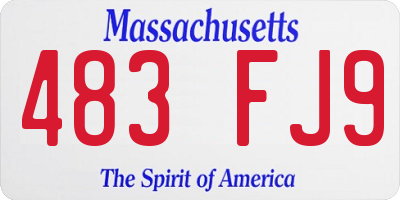 MA license plate 483FJ9