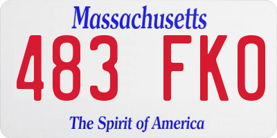 MA license plate 483FK0