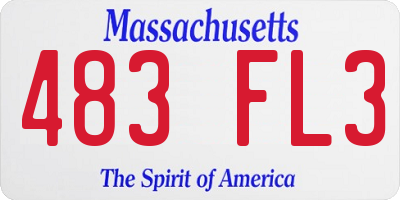 MA license plate 483FL3