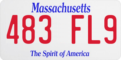 MA license plate 483FL9