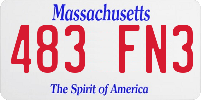MA license plate 483FN3