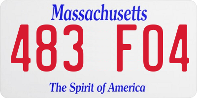 MA license plate 483FO4