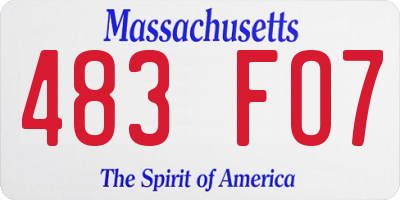 MA license plate 483FO7