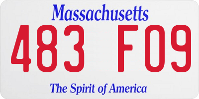 MA license plate 483FO9