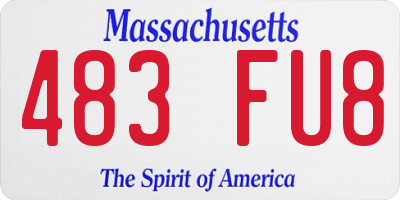 MA license plate 483FU8