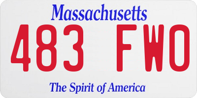 MA license plate 483FW0