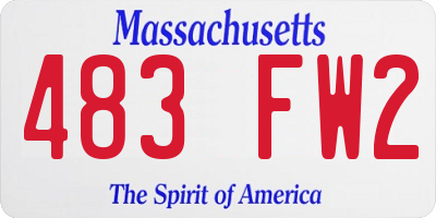 MA license plate 483FW2