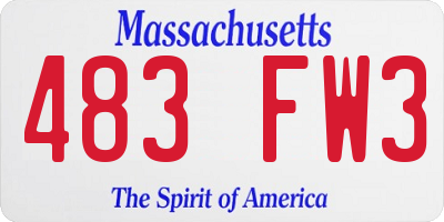 MA license plate 483FW3