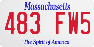 MA license plate 483FW5